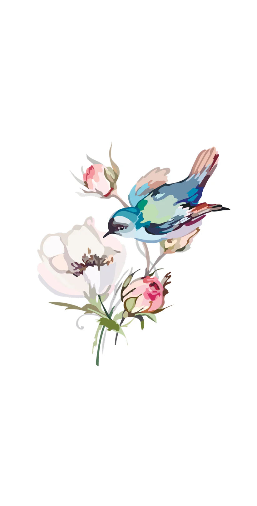 Bird Floral On White - Guest / Cocktail Napkins