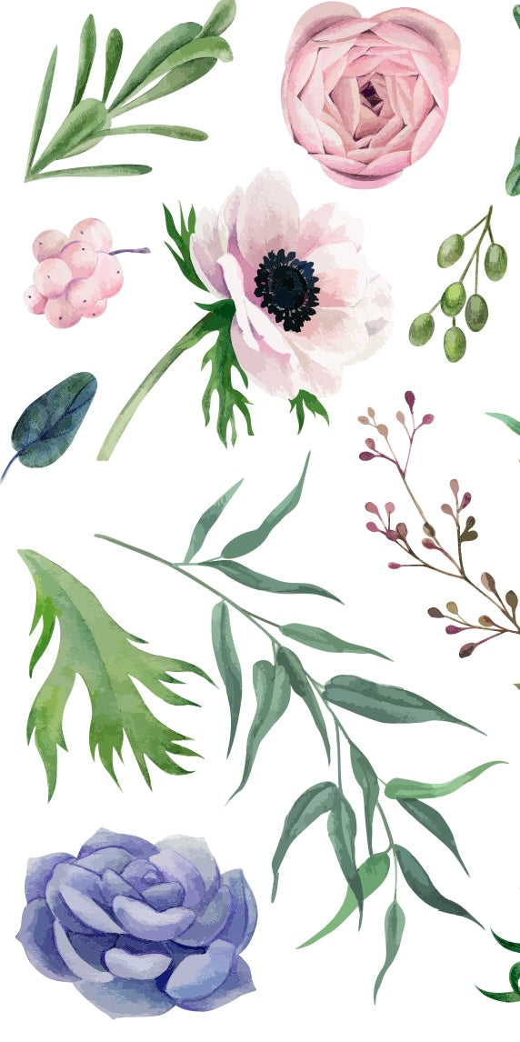 Water Color leaves & Berries - Guest / Cocktail Napkins