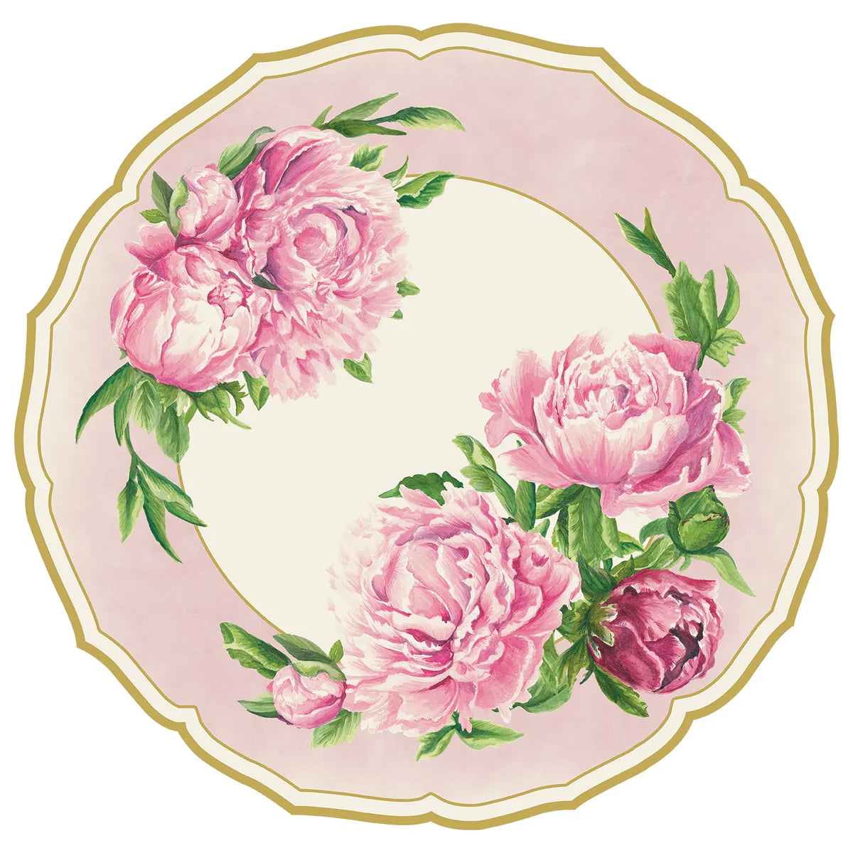 Die-cut Peony Silhouette Round Paper Placemats