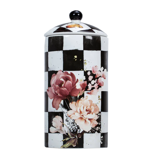 Chic Checkered Porcelain Cookie Jars