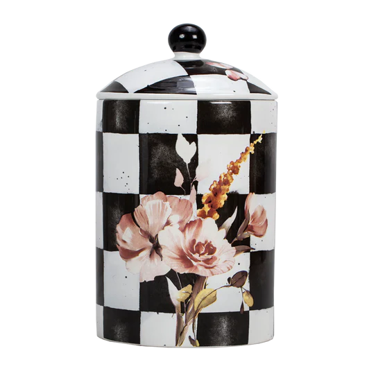 Chic Checkered Porcelain Cookie Jars