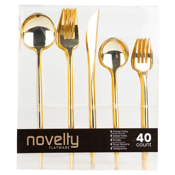 NOVELTY FLATWARE COMBO GOLD 40CT