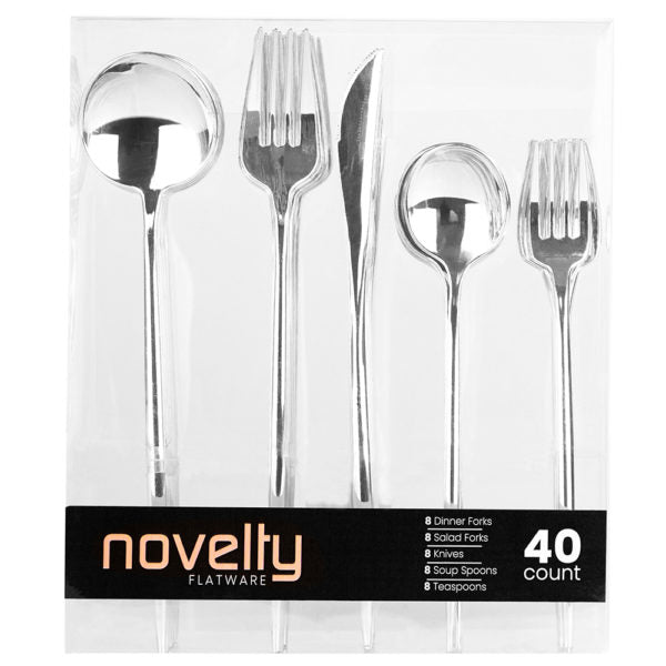 NOVELTY FLATWARE COMBO SILVER 40CT