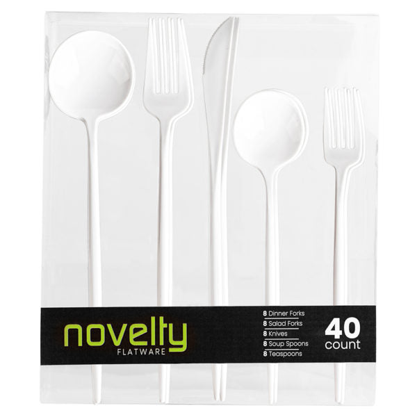 NOVELTY FLATWARE COMBO WHITE 40CT