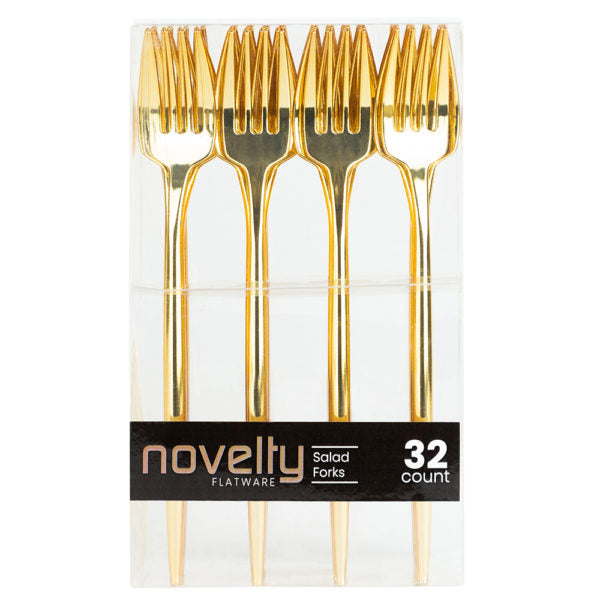 NOVELTY FLATWARE SALAD FORKS GOLD 32CT