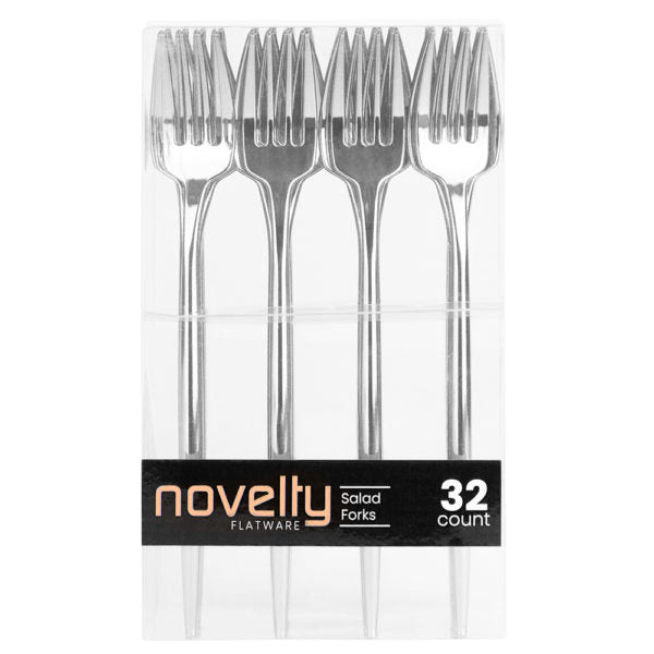 NOVELTY FLATWARE SALAD FORKS SILVER 32CT