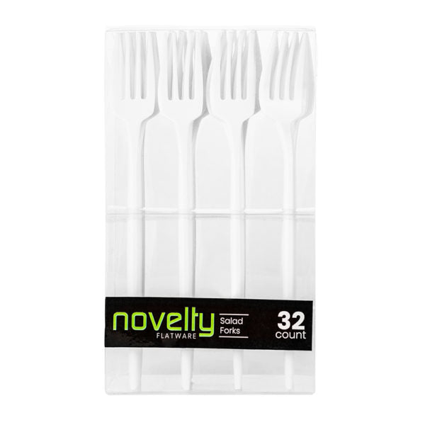 NOVELTY FLATWARE SALAD FORKS WHITE 32CT