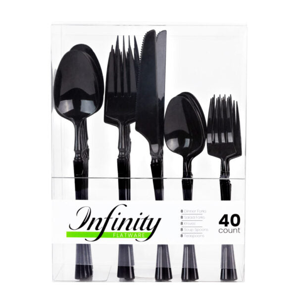 Infinity Flatware Black Combo (40 Count)