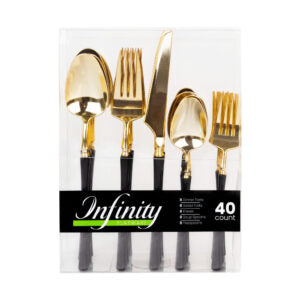 Infinity Black Flatware Combo (40 count) - Pristine Party Source