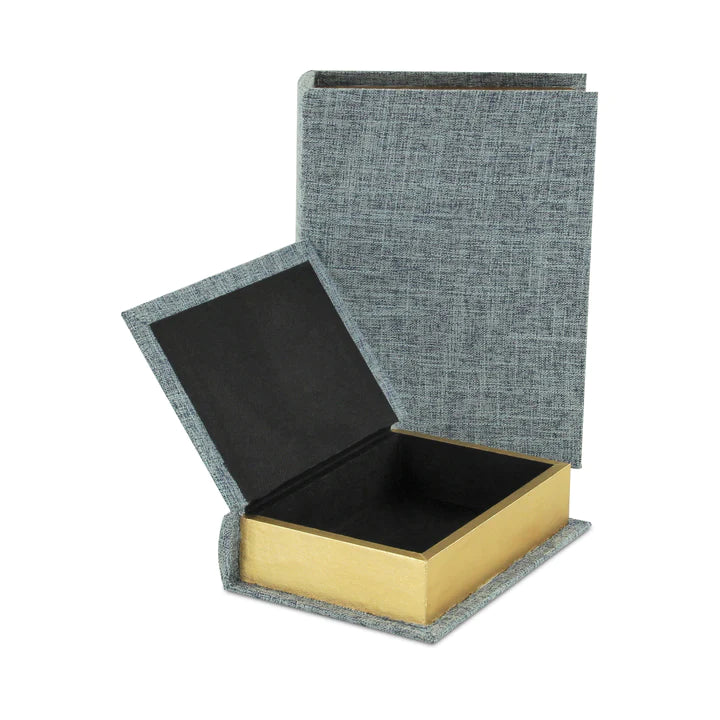 Canter Isle Large Light Blue Linen Book Box