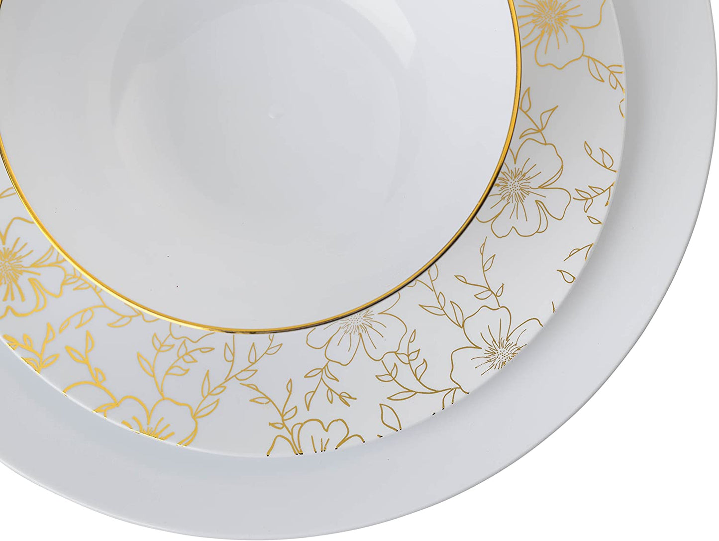 Modern Round White Gold Edge Soup Bowls 10 ct