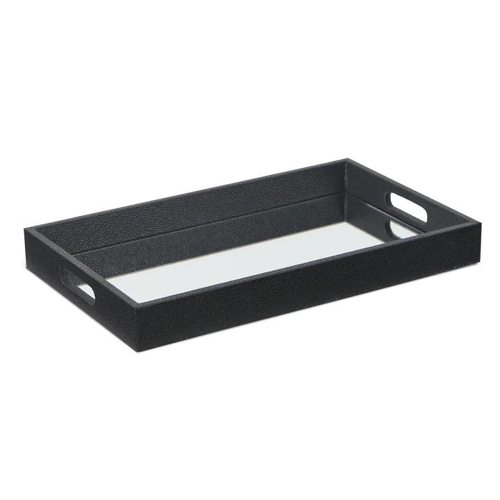 Rectangular Black Bubble Texture Tray With Center Mirror