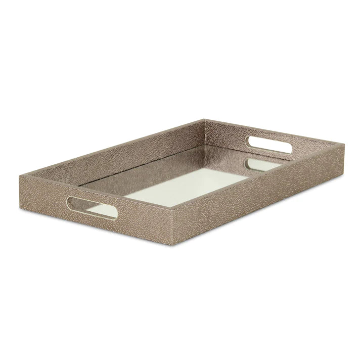 Rectangular Labai Grey Bubble Texture Tray With Center Mirror