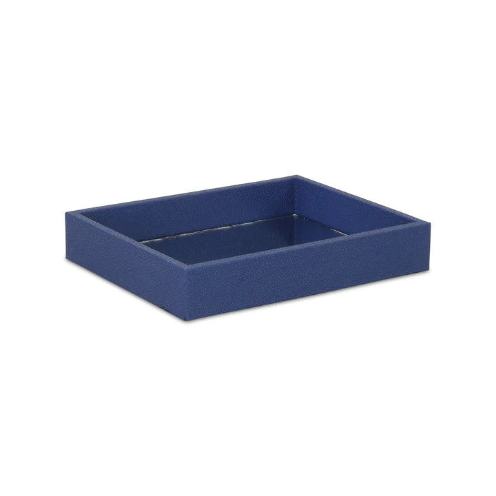 Rectangular Small Navy Bubble Texture Tray With Center Mirror