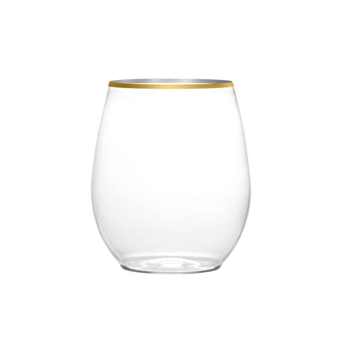 Stemless Goblets White/Black/Blue/Green/Pink With Gold Rim (6 Count)