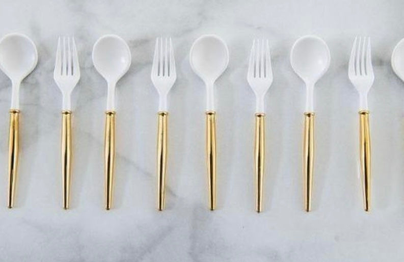 GOLD BELLA PLASTIC COCKTAIL SPOON/20PC