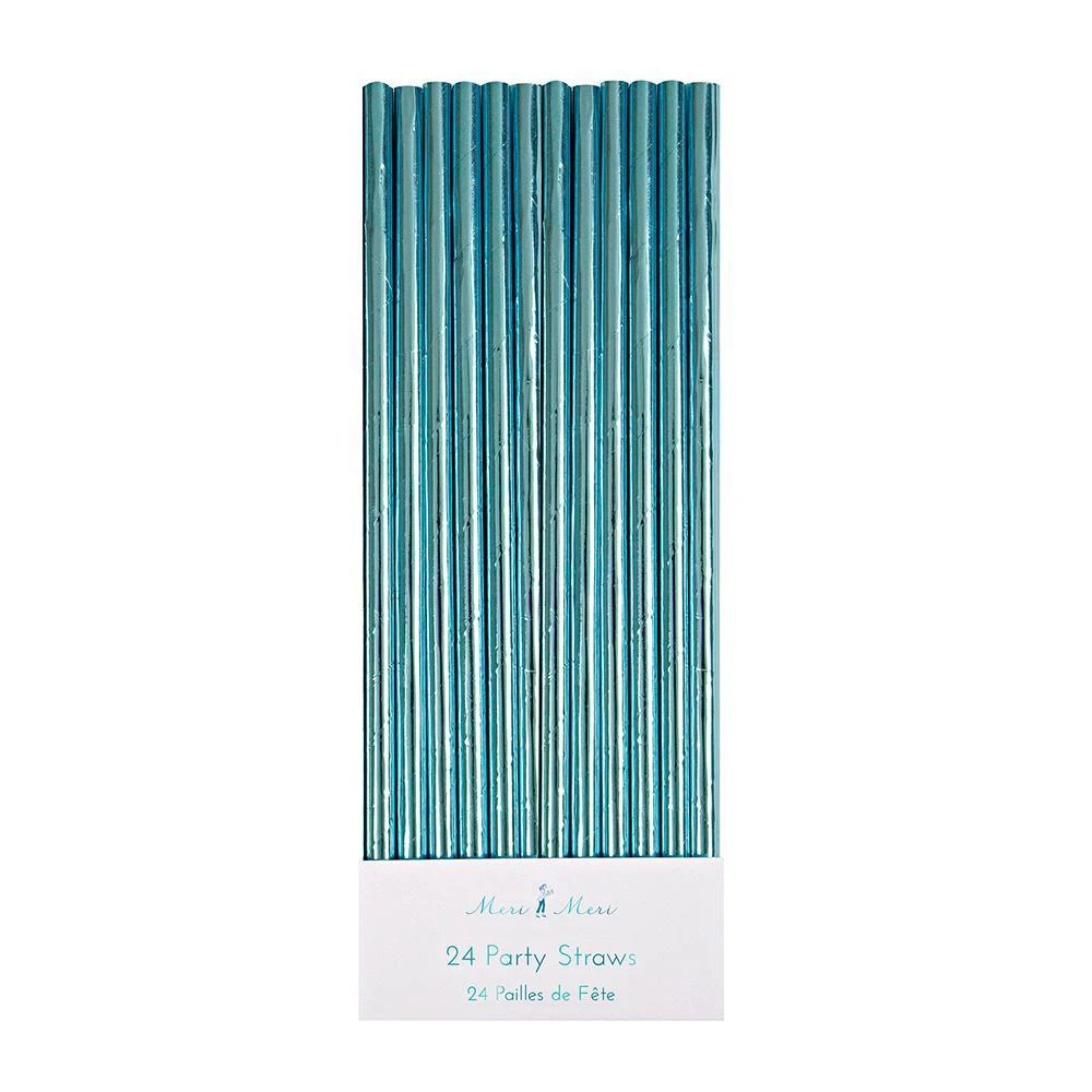 Aqua Foil Party Straws