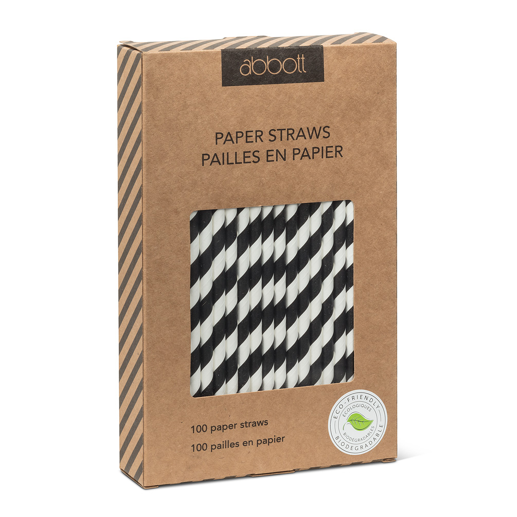 Black and White Striped Paper Straws