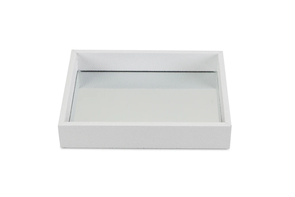 Rectangular Small White Bubble Texture Tray With Center Mirror