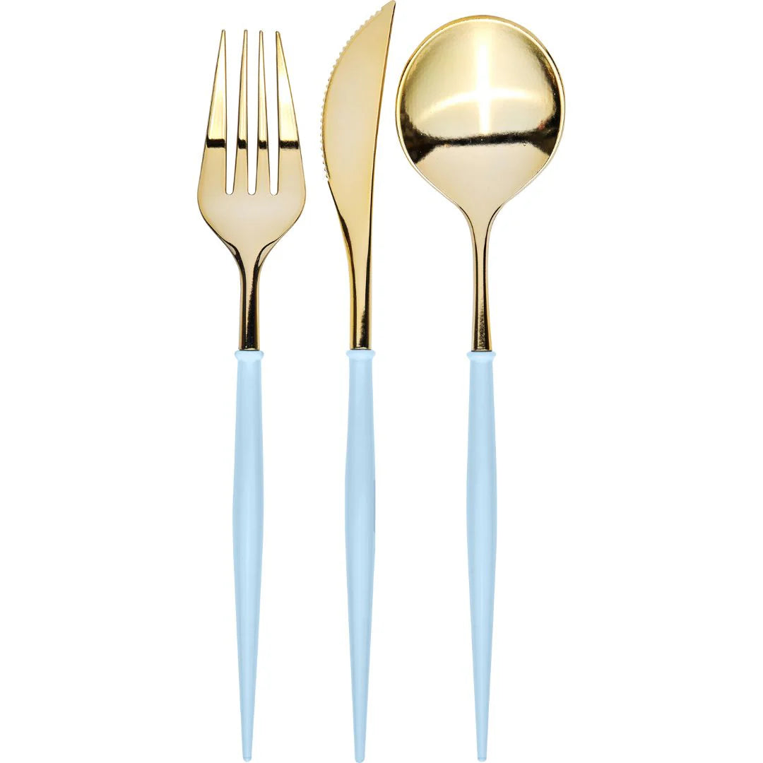 Bella Cutlery Gold/Sky Blue Handle/24pkg