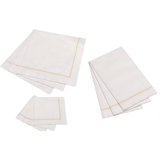 Hemstitch Napkins - Gold , 25pcs