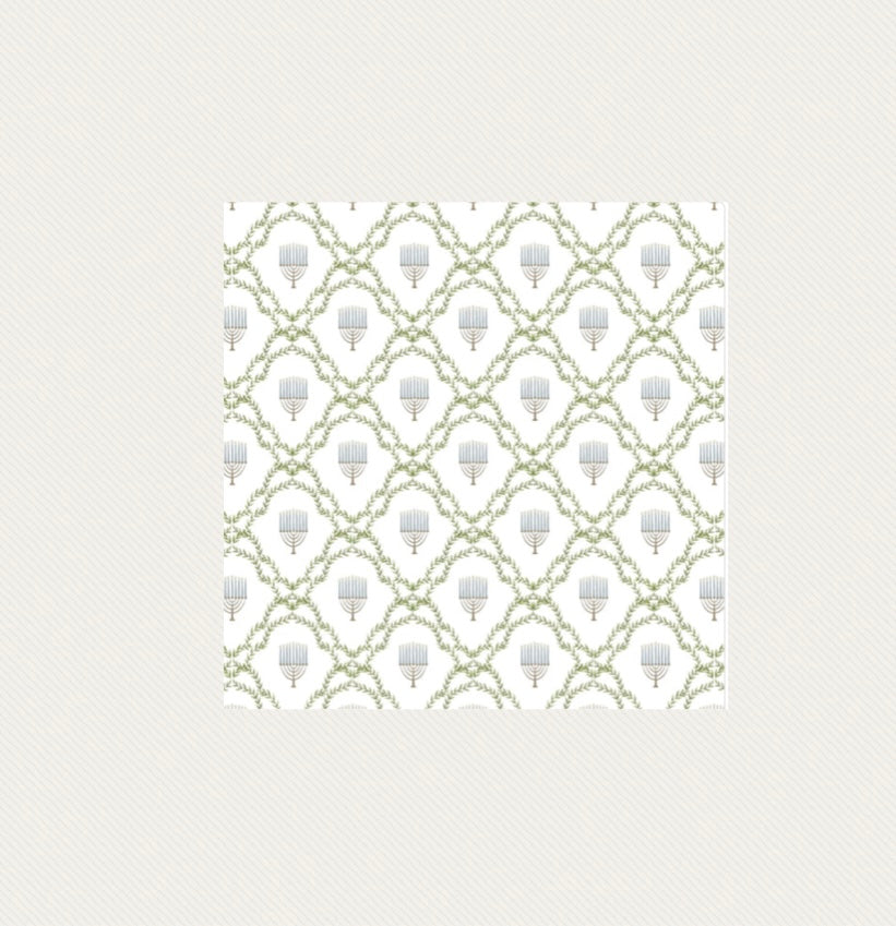 Chanuka Menorah Lattice , Guest Towel , Cocktail Napkin