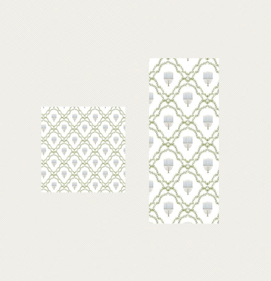 Chanuka Menorah Lattice , Guest Towel , Cocktail Napkin
