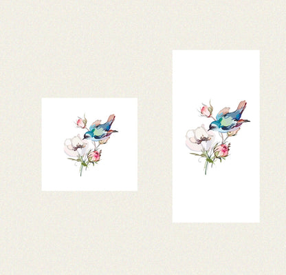 Bird Floral On White - Guest / Cocktail Napkins