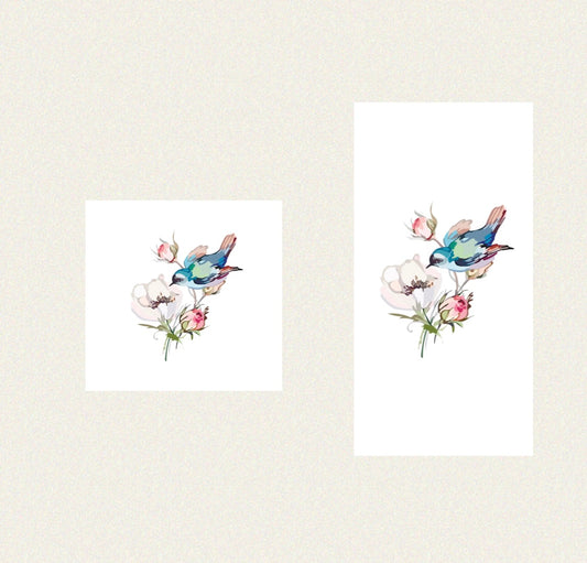 Bird Floral On White - Guest / Cocktail Napkins