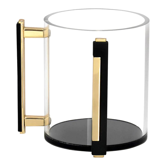 Lucite Clear Wash Cup with Gold Designed Handles