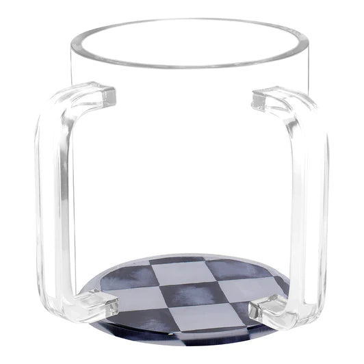 Lucite Wash Cup with Chic Checkered Base