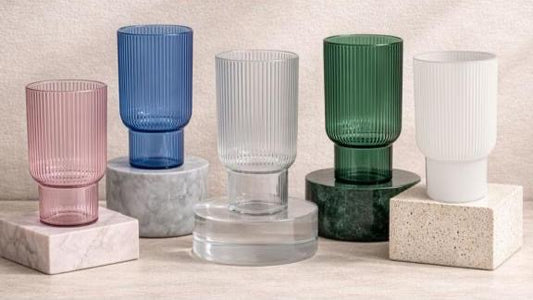 Ribbed White/Blue/Green/Pink  (6 Count)