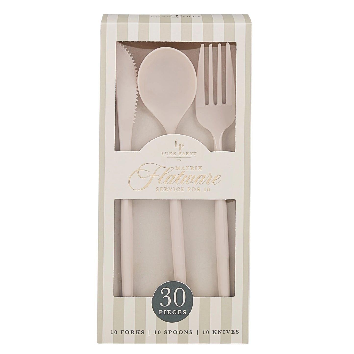 Matrix Linen Plastic Cutlery Set | 30 Pieces