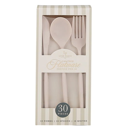 Matrix Linen Plastic Cutlery Set | 30 Pieces