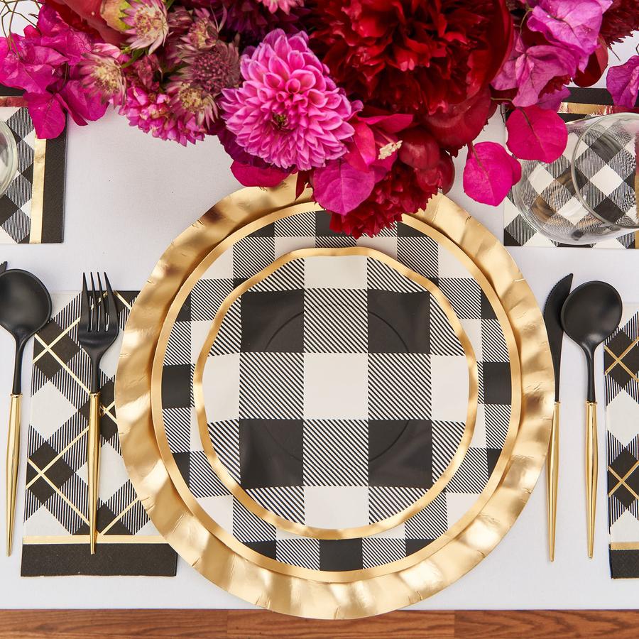 BLACK & GOLD BELLA ASSORTED PLASTIC CUTLERY/24PC, SERVICE FOR 8