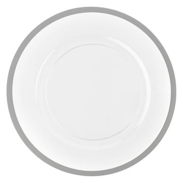 Silver Rim Clear Plastic Chargers 13″ 4 ct