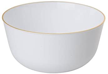 Modern Round White Gold Edge Soup Bowls 10 ct