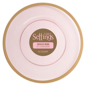 Chargers 13″ Pink With Gold Rim (4 Count)