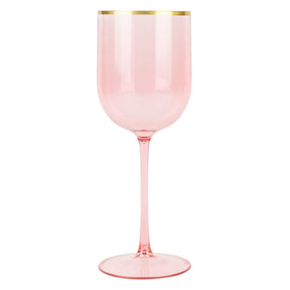 Wine Glasses White/Blue/Green/Pink With Gold Rim (5 Count)