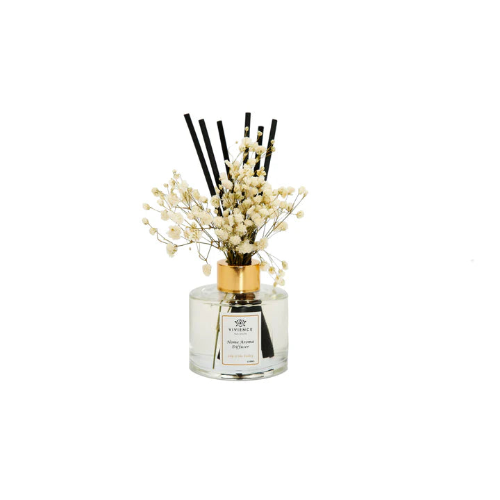 Diffuser , Clear Bottle With White And Pink Flowers, 