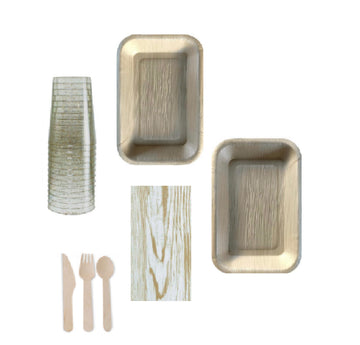 Upscale Rectangular Bamboo Palm Leaf Wood Party Package