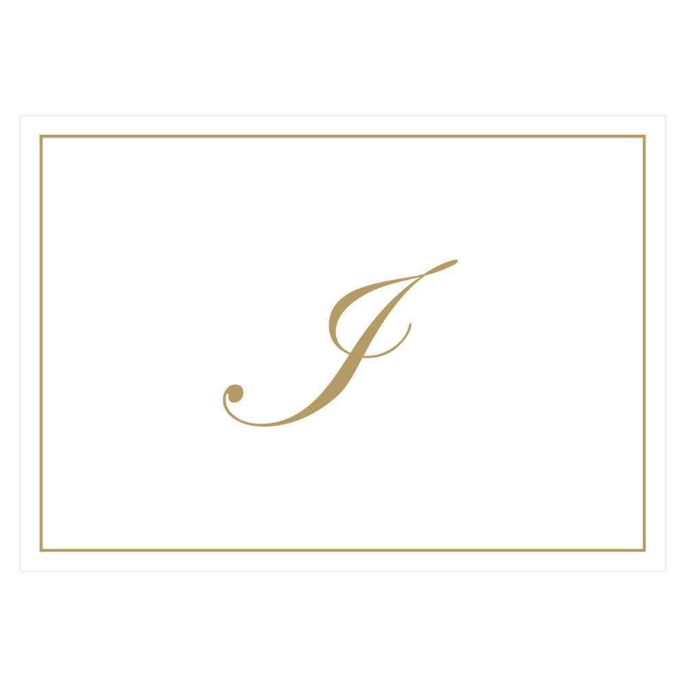Gold Embossed Single Initial Boxed Note Cards - 8 Note Cards & 8 Envelopes