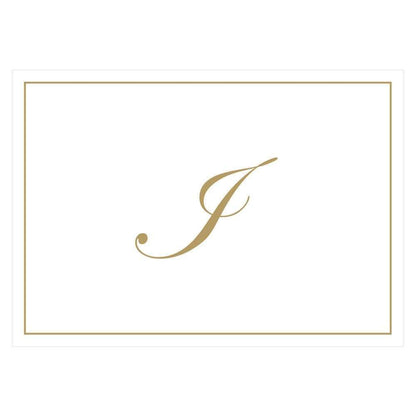 Gold Embossed Single Initial Boxed Note Cards - 8 Note Cards & 8 Envelopes