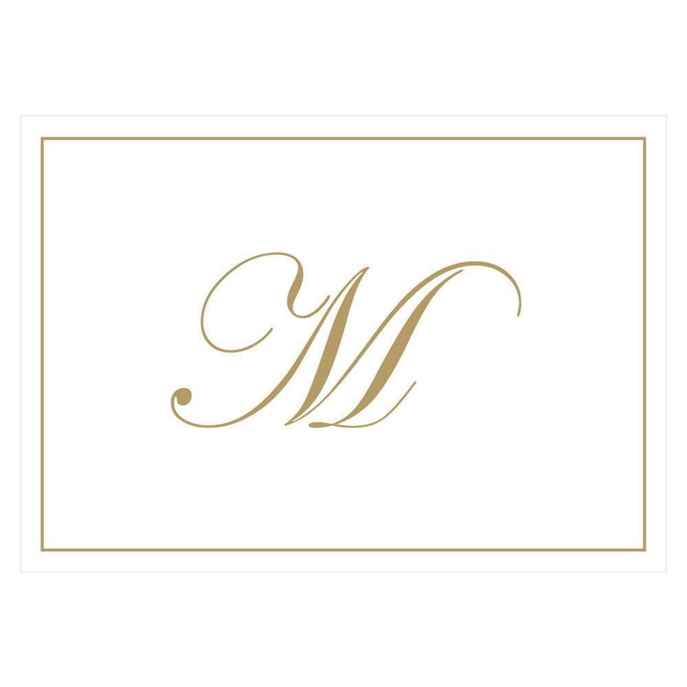 Gold Embossed Single Initial Boxed Note Cards - 8 Note Cards & 8 Envelopes