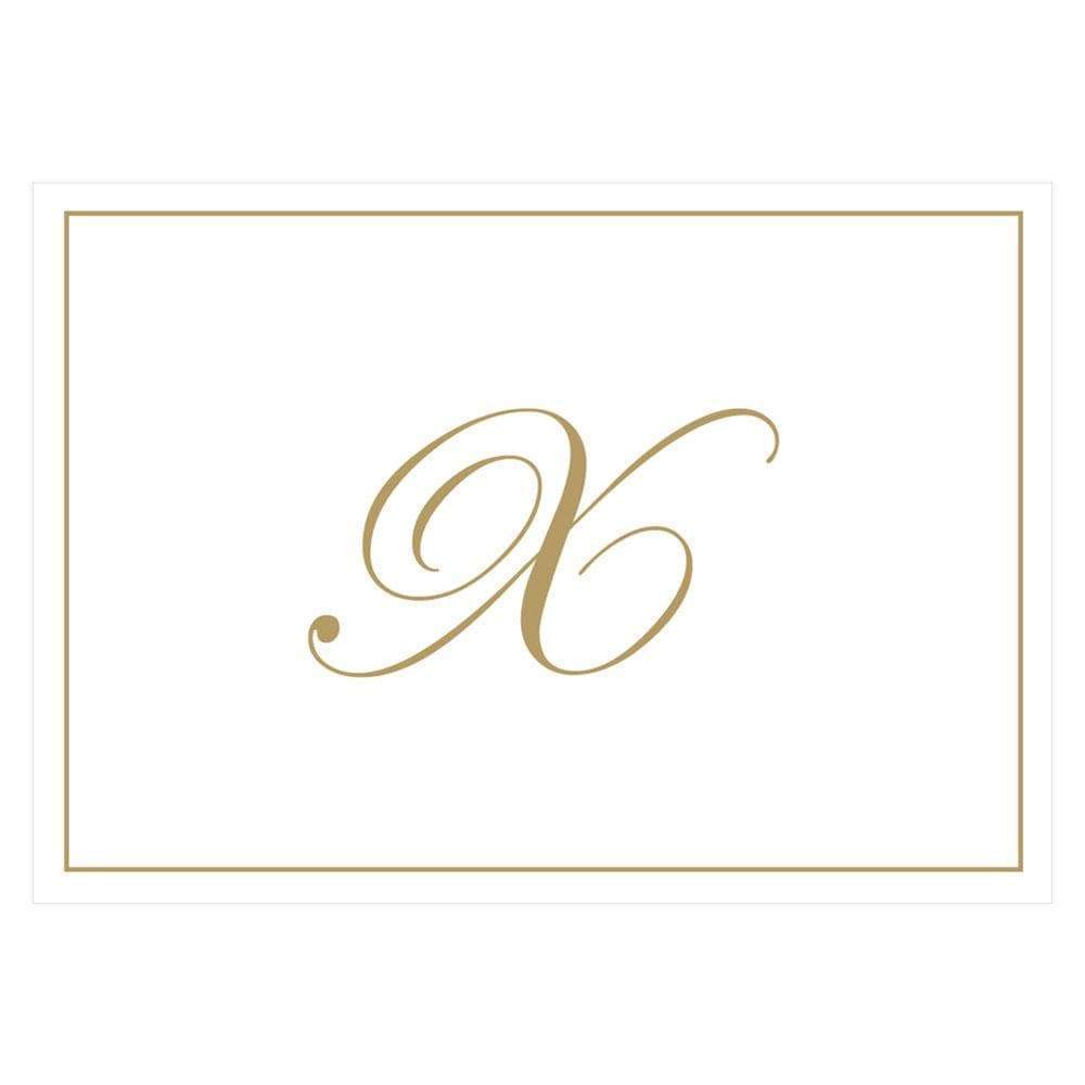 Gold Embossed Single Initial Boxed Note Cards - 8 Note Cards & 8 Envelopes