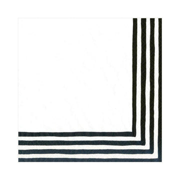 Border Stripe Paper Luncheon Napkins in Black & White - 20 Per Package