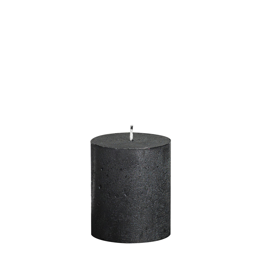 Full Metallic Rustic Antracite (Black) Pillar Candles Aprox 2.75×3.25″