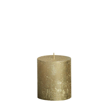 Full Metallic Rustic Gold Pillar Candles Aprox 2.75×3.25″
