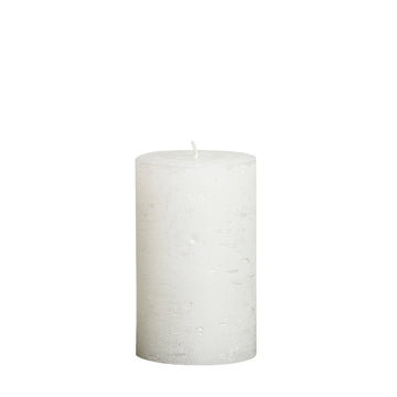 Full Metallic Rustic White Pillar Candles Aprox 2.75×5″