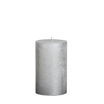 Full Metallic Rustic Silver Pillar Candles Aprox 2.75×5″